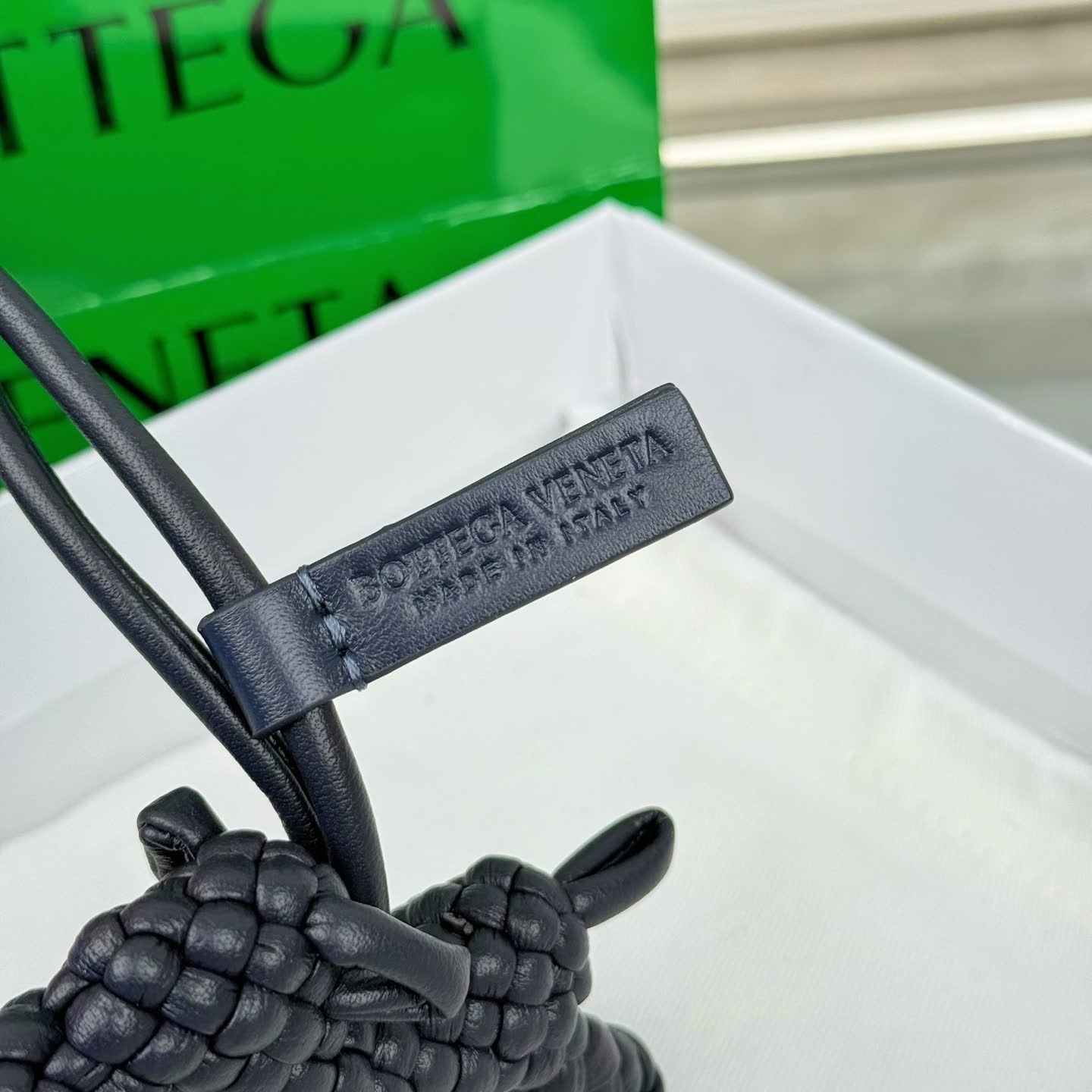 Bottega Veneta Black Intrecciato Leather Dog Charm